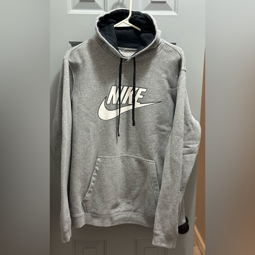 Nike Essentials Men's Hoodie Sportswear Graphic Pullover Sweatshirt Gray Large